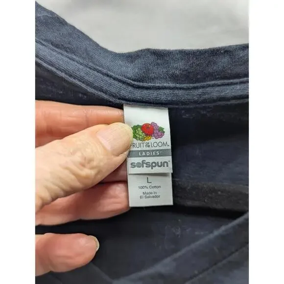 Womens Bon Jovi T-Shirt V Neck Bleeding Heart Wings Dagger Black Size L Rock - Picture 4 of 10